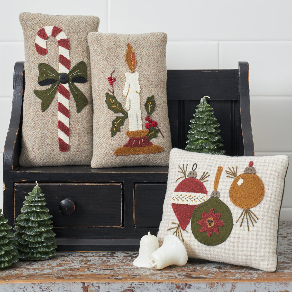 3 Vintage Holiday Pillows