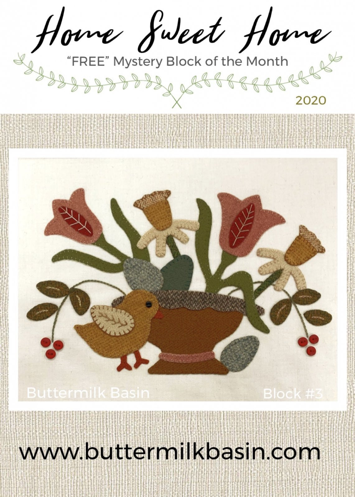 "FREE" Mystery Block of the Month Buttermilk Basin
